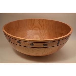 Cherry Bowl with Embossed Trees on Rim
