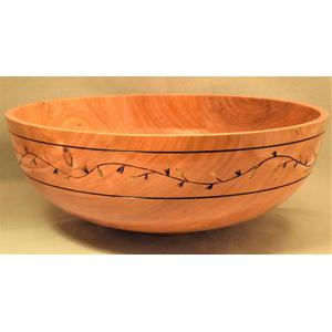 Cherry Bowl with Banded Pine Motif