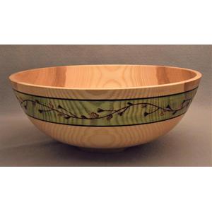 Ash Bowl with Pine Motif on Verdigris Gilder's Paste