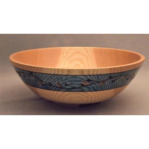 Ash Bowl with Pine Motif on Blue Gilder's Paste