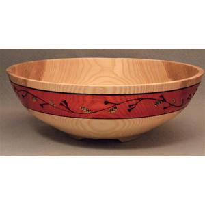 Ash Bowl with Pine Motif on Red Dye