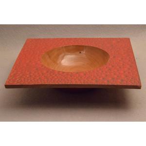 Square Cherry Bowl with Red Raindrop Rim