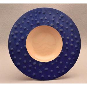 Maple Plate with Bold Blue Raindrop Pattern